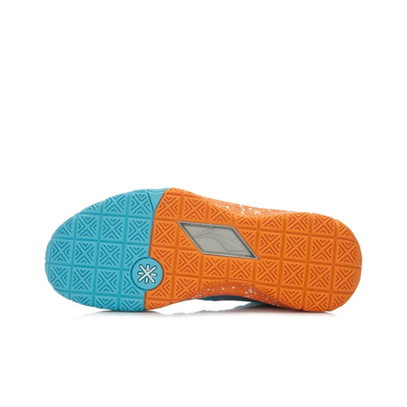 LINING Basketball Shoes Unisex Mid Top Blue/Orange-4