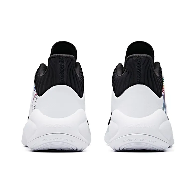 Anta Cushioning Anti-Slip And Wear-Resistant Mid-Top Performance Basketball Shoes Black White-3