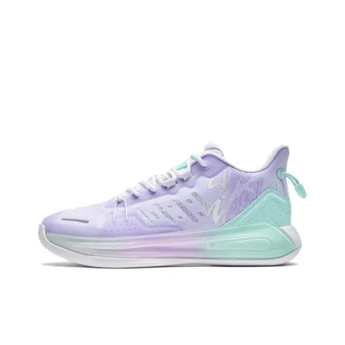 XTEP Cushioning Anti Slip And Wear Resistant Low Top Basketball Shoes Men's Purple Blue