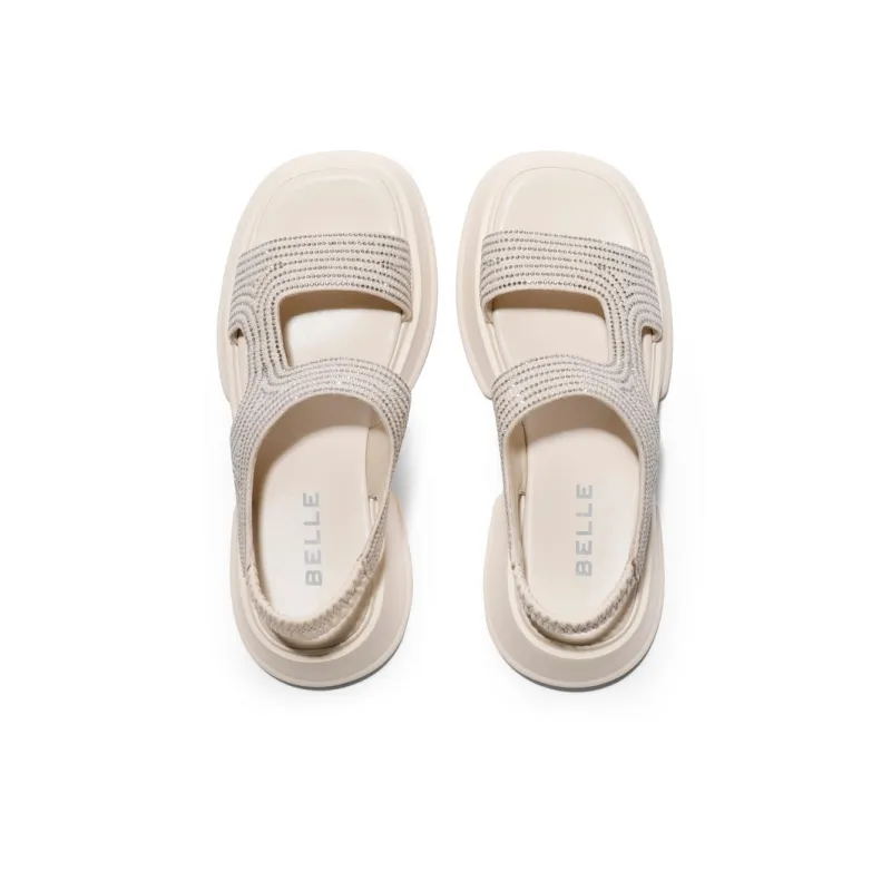BELLE Stylish Sandals Women's Ecru Black-3