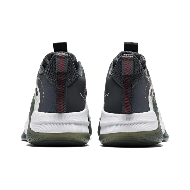 Erke Cushioned Slip Resistant Low Top Basketball Shoes Men's Black White-3