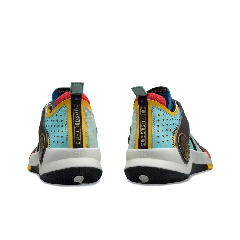 LiNing Wade Fission 7 Cushioning Anti Slip And Wear Resistant Mid Top Basketball Shoes Men's Blue-4