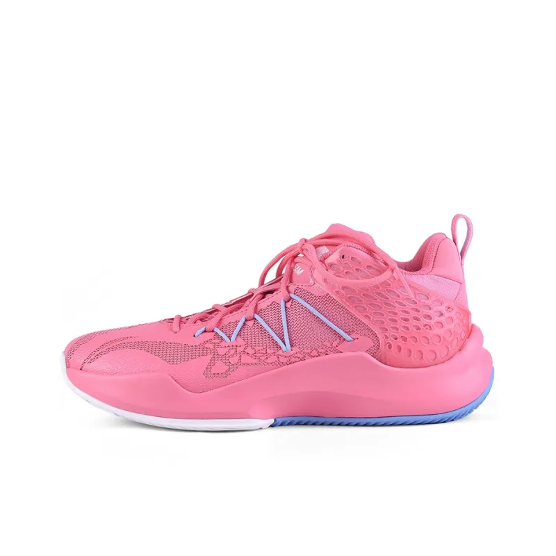 LiNing SONIC 8 TD Team Edition Mid Top Performance Basketball Shoes Men's Pink White-0