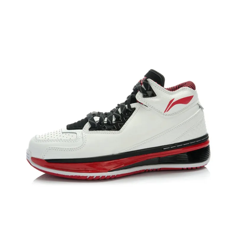 LiNing WOW 2 Upper City Mid-Top Basketball Shoes Men's White Black Red-1
