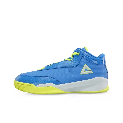 PEAK Basketball Shoes Men Mid-Top Bright Blue/Neon Yellow