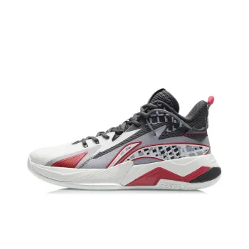 LINING Fighting Falcon Basketball Shoes Men Mid Top White/Opaque Gray Purple/Ebony Black