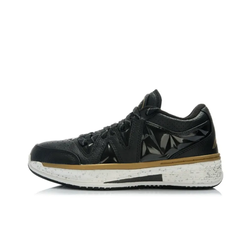 LiNing WOW 2 Way Of Wade Gold Edition Low-Top Basketball Shoes Unisex Black Gold-0