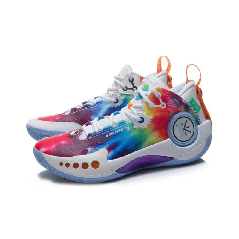 LiNing Shadow 3 Cushioning Anti Slip And Wear Resistant Low Top Basketball Shoes Men's White Rainbow-2