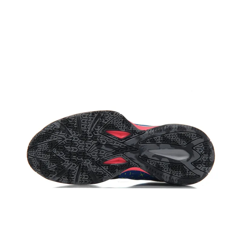 LINING Night Stalker Basketball Shoes Men Low Top Gray/Blue/Red-5