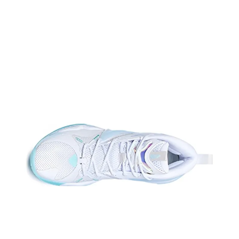 XTEP Battle 1.0 Basketball Shoes Men Mid Top New White/Foam Blue-3