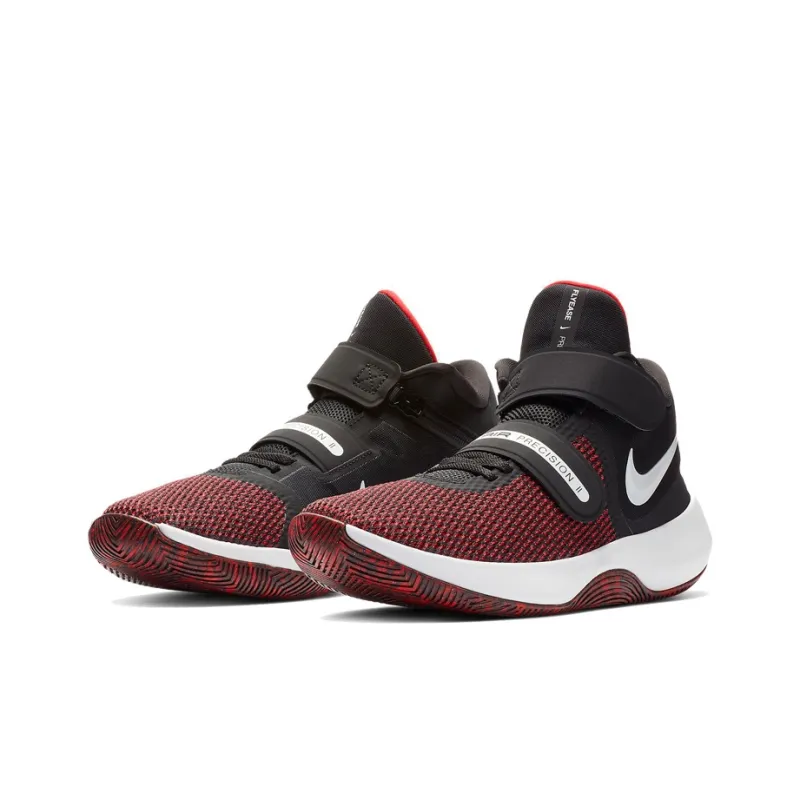 Nike Precision 2 Air FlyEase Cushioned Slip-Resistant Mid-Top Performance Basketball Shoes Unisex Black Red-2