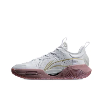 LiNing All City 9 Cushioning Anti Slip Wear Resistant Breathable Supportive Rebound Low Top Basketball Shoes White Pink