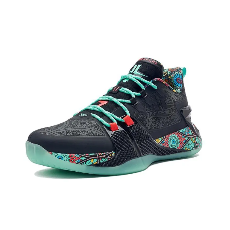 XTEP Jeremy Lin 2 Basketball Shoes Men Low Top Black/Green-1