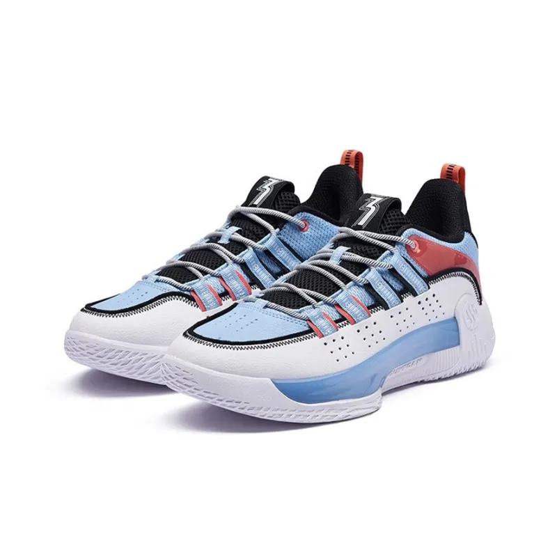 361° Cushioning Abrasion Resistant Lightweight Low Top Performance Basketball Shoes Men's White Blue-2