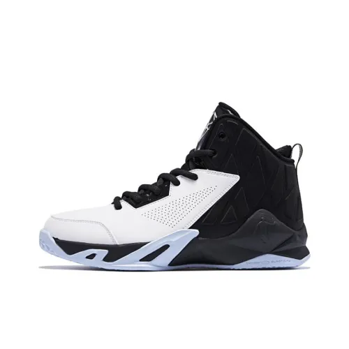 QIAODAN Cushioned Slip Resistant High Top Basketball Shoes Men's Jordan White/Black
