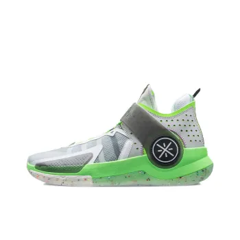 LINING Wade Fission 7 Basketball Shoes Men Mid Top Microcrystalline Gray/Fluorescent Bright Green/Ebony Black