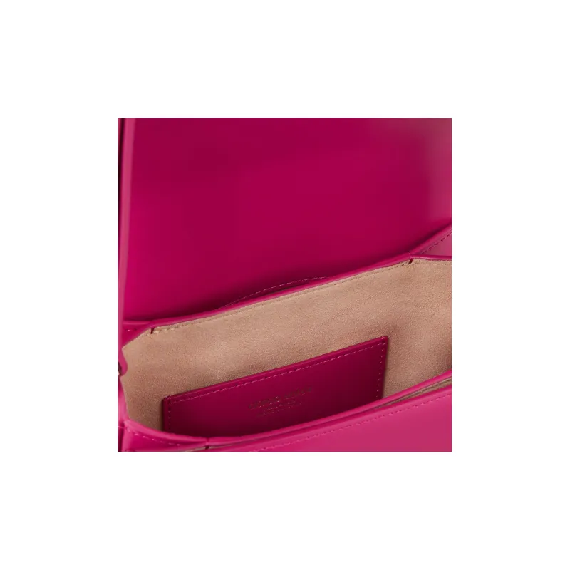 AMANI Pebbled Print Patent Leather Calfskin Handbag Shoulder Bag Women's Pink-3