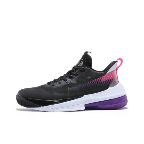 PEAK Basketball Shoes Men Low-Top Black/Lakers Purple