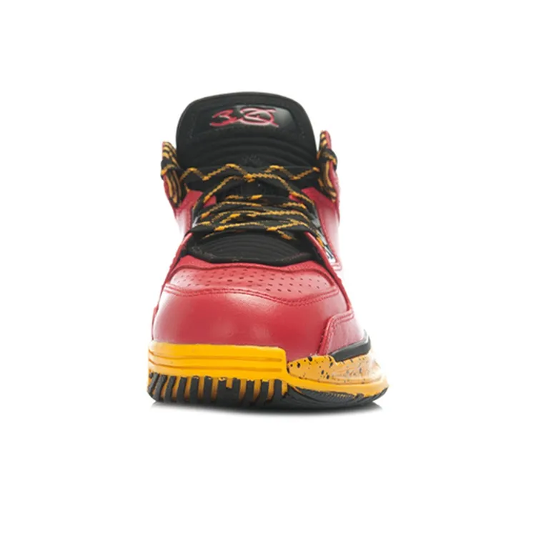 LiNing WOW 2 Rebound And Wear resistant Mid Top Basketball Shoes Men's Red Yellow Gray-3