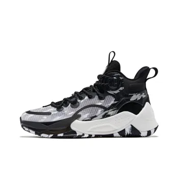 QIAODAN Busters 3Elite Black Warrior Durable Breathable High Top Basketball Shoes Men's Black White