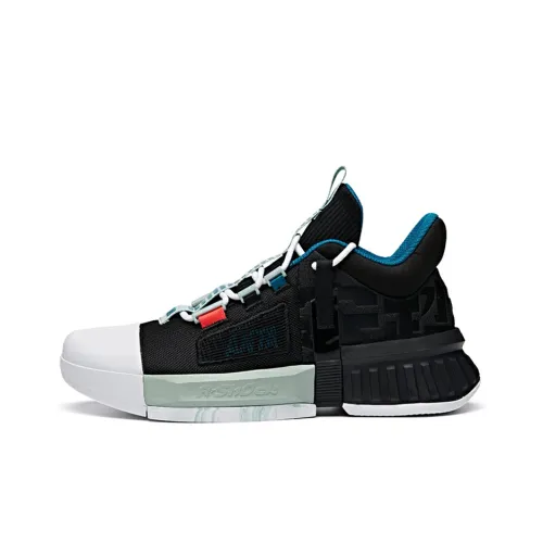 ANTA Basketball Shoes Men Low-Top Black/ANTA White/Mineral Blue