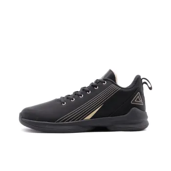 PEAK Anti-Slip Wear-Resistant Low-Top Performance Basketball Shoes Men's Black Gold