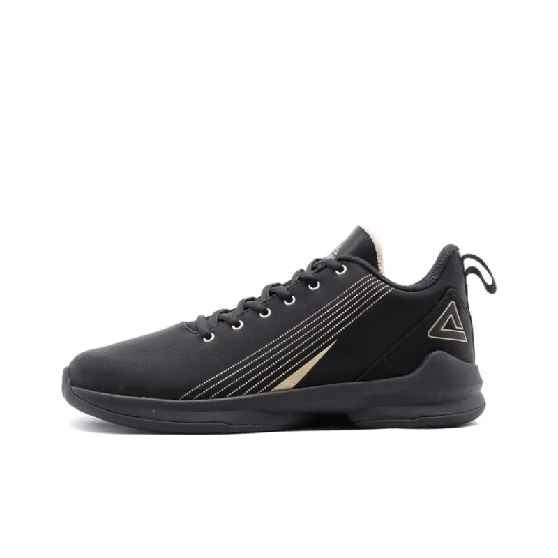PEAK Anti-Slip Wear-Resistant Low-Top Performance Basketball Shoes Men's Black Gold-0