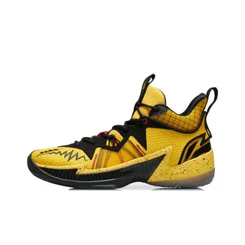 LiNing Zhengfeng Wear Resistant Slip Resistant Mid Top Performance Basketball Shoes Men's Yellow Black