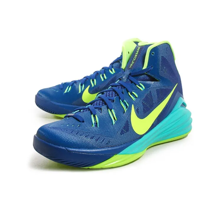 Nike Hyperdunk 2014 Shock Absorbers With Slip Resistant Features High Top Basketball Shoes Men's Blue Yellow-2