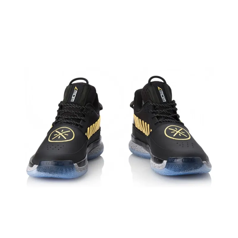LiNing WOW 7 Anti Slip Wear Resistant Low Top Basketball Shoes Men's Black Gold-2