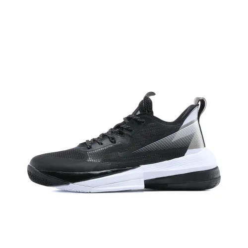 PEAK Basketball Shoes Men Low-Top Black/Large White