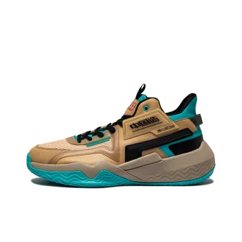 Erke Slip Resistant Lightweight Wear Resistant Cushioning Mid Top Basketball Shoes Camel Brown
