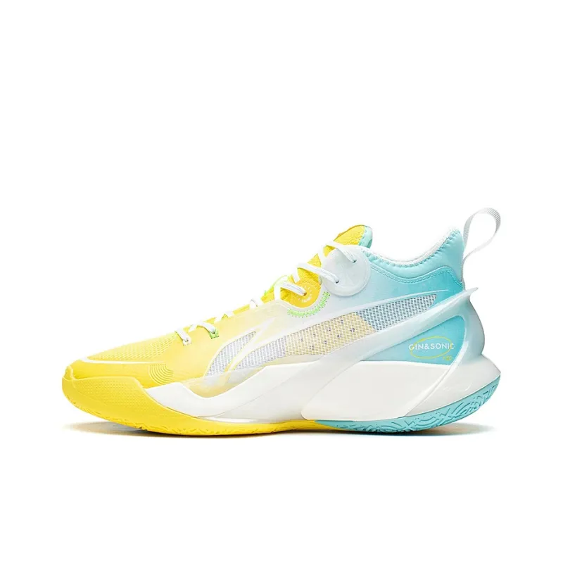 LiNing SONIC 10 Cushioning Anti-Slip And Wear-Resistant Coverage Support Mid-Top Basketball Shoes Men's Yellow Blue-0