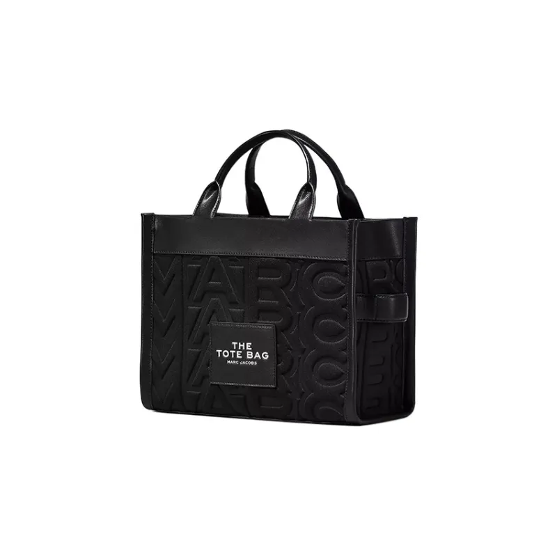 MARC JACOBS Leather Trim Tote Bag, Shopping Bag, Shoulder Bag, Crossbody Bag, Handbag Medium Size Unisex Black-1