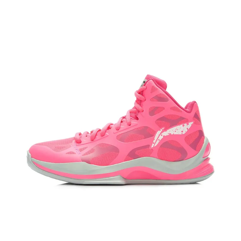 LiNing SONIC 3 Coverage Support Cushioning High Top Basketball Shoes Men's Pink Gray-0