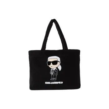 KARL LAGERFELD Cotton Tote Bag, Shopping Bag, Shoulder Bag, Handbag Women's Black