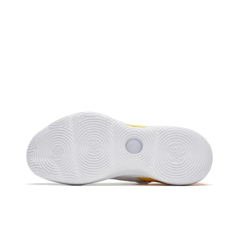 Anta KT Fly Anti Slip Wear Resistant Low Top Basketball Shoes White Yellow-4