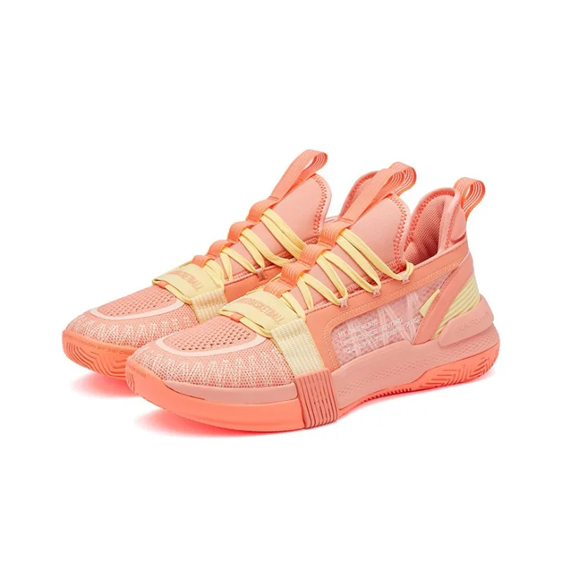 361° Burning Fight Cushioning Anti-Slip And Wear-Resistant Coverage Rebound Low-Top Basketball Shoes Men's Pink Orange-2