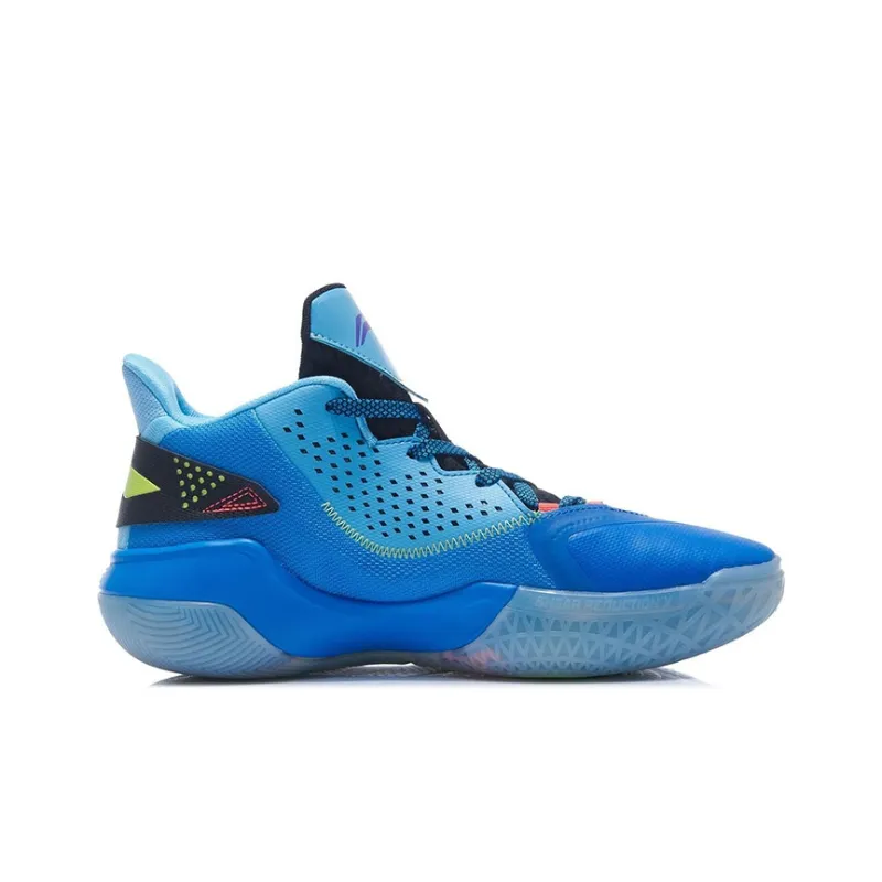 LiNing Sprint SE Cushioning Anti-Slip Wear-Resistant Coverage Support Rebound Mid-Top Basketball Shoes Men's Blue-1