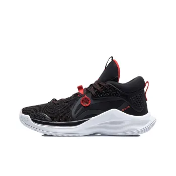 LiNing SILENCER Cushioning Anti Slip And Wear Resistant Mid Top Basketball Shoes Black Red