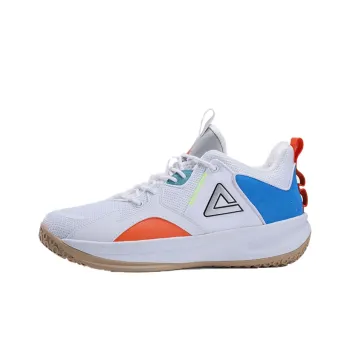 PEAK Cushioning Anti Slip And Wear Resistant Lightweight Rebound Low Top Performance Basketball Shoes Men's White Blue