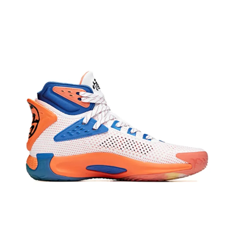 Anta Basketball Collection Cushioning Anti Slip And Wear Resistant High Top Basketball Shoes Men's White Blue Orange-1