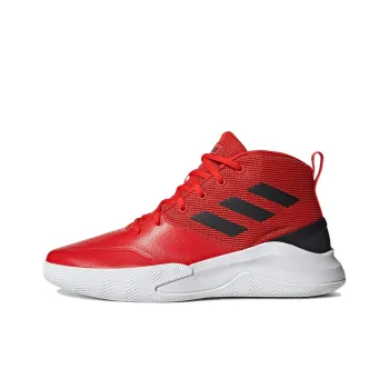 Adidas OwnTheGame Wear Resistant Mid Top Basketball Shoes Men's Red Black