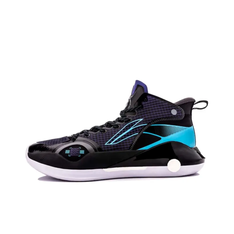LiNing YuShuai 15 䨻 Cushioning Anti-Slip Wear-Resistant Coverage Support Rebound Mid-Top Basketball Shoes Black Blue-0