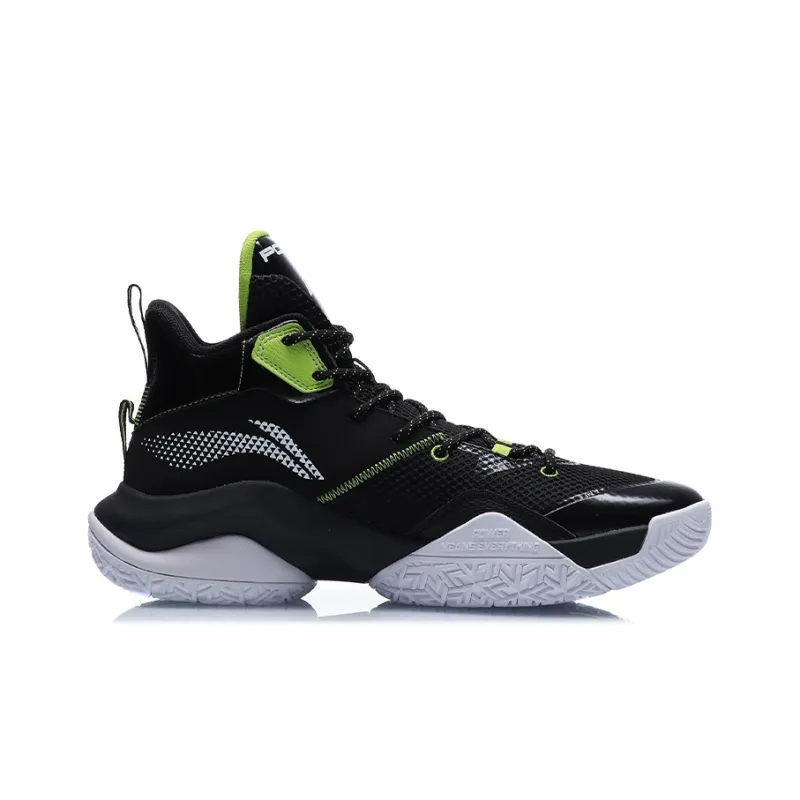 LiNing Power 7 Cushioning Anti Slip And Wear Resistant High Top Basketball Shoes Men's Black White-1