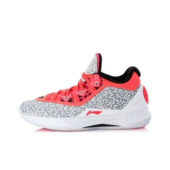 LINING WOW 4 Basketball Shoes Unisex Mid Top White/Gray/Red