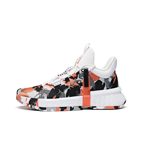 Anta Advanced Player Collection Cushioned Slip Resistant Abrasion Resistant Mid Top Basketball Shoes Black White Orange
