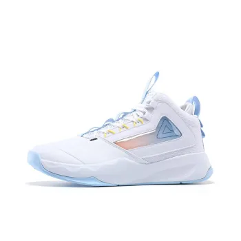 PEAK Cushioned Slip Resistant Mid Top Performance Basketball Shoes Men's White Blue