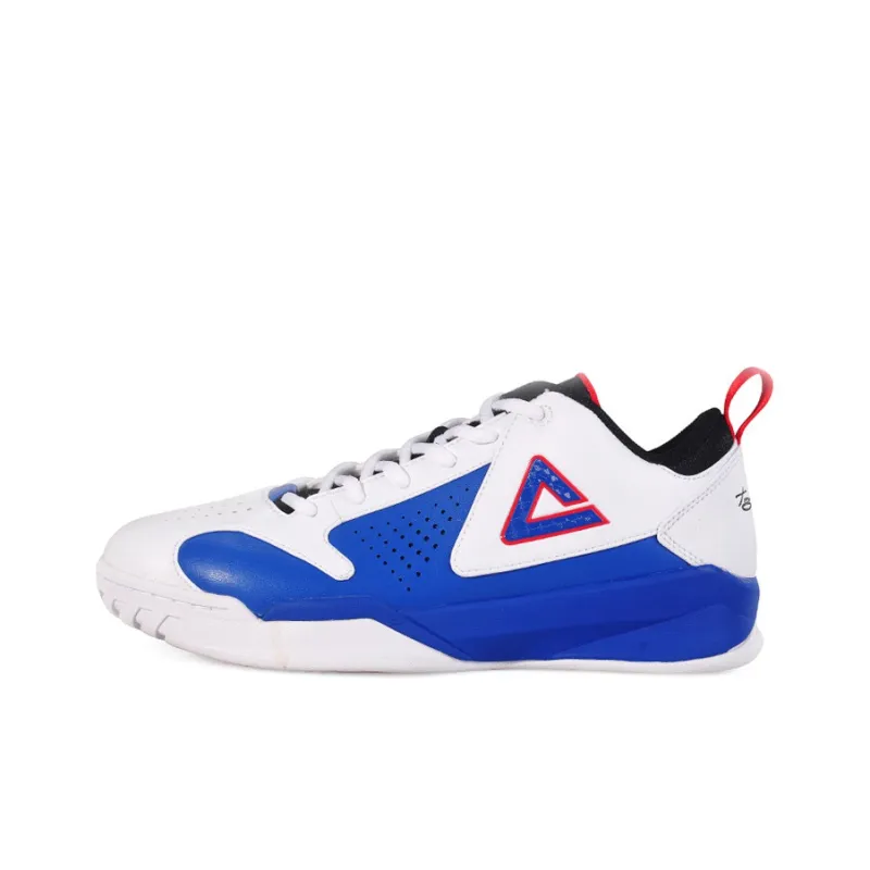 PEAK Cushioning Anti-Slip And Wear-Resistant Low-Top Performance Basketball Shoes Men's White Blue Parker Mini Edition-0
