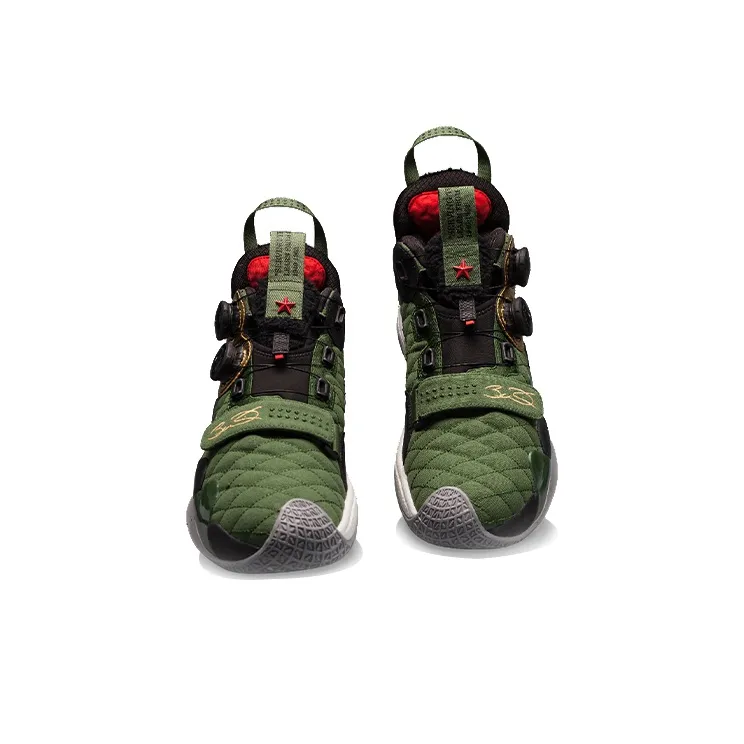 LiNing Way Of Wade 8 Screw Lei Feng Cushioning Anti-Slip And Wear-Resistant Mid-Top Basketball Shoes Army Green-5